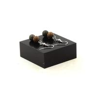 Pietre E Minéraux. Orecchini 2 Perle Pirite Spagna + Legno 8 MM E