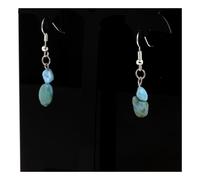 Pietre E Minéraux. Orecchini Acciaio Inossidabile 2 Perle Pietra Larimar