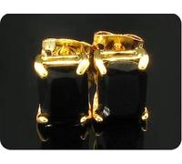 Pietre E Minéraux. Orecchini Zaffiro Nero 2x8 MM Placcato Oro 18 K