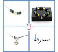 Pietre E Minéraux. Parure Braccialetto Collana Perle Citrino + Lapislazzuli + Ma