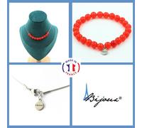 Pietre E Minéraux. Parure Gioielli Braccialetto Collana 10 Perle Gocce Rosso