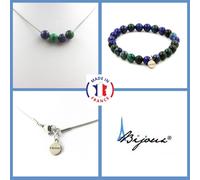 Pietre E Minéraux. Parure Gioielli Braccialetto Collana 4 Perle MM Crisocolla