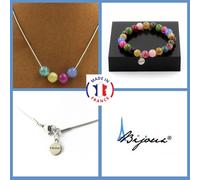 Set Gioielli Bracciale Collana 4 Perle Di Tormalina Multicolore 8 Mm. Taglia Per