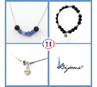 Set Gioielli Bracciale Collana Perle Cianite Blu Del Brasile + Lava 8 Pe