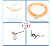 Pietre E Minéraux. Parure Gioielli Braccialetto Collana Perle Gocce Arancione 8