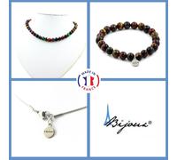 Pietre E Minéraux. Parure Gioielli Braccialetto Collana Perle Occhio di Tigre