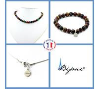 Pietre E Minéraux. Parure Gioielli Braccialetto Collana Perle Occhio di Tigre