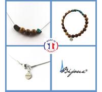 Pietre E Minéraux. Parure Gioielli Braccialetto Collana Perline Legno 8 MM