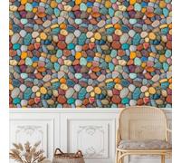 Pietre Ghiaia Carta da Parati Rimovibile Autoadesiva Colorato Ciottoli Impermeabile Ispessita Opaco Pellicola Adesivo Mobilia Decorativo Rullo Sticker per Cucina Camera da Letto Bagno 0.45x20 m