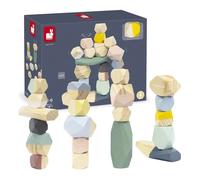 Janod - Pietre da Impilare in Legno Sweet Cocoon - Giocattolo Didattico Prima Infanzia - Giocattolo Impilabile - Motricità Fine e Concentrazione - Dipinto Ad Acqua - Da 2 Anni in Su, J04401