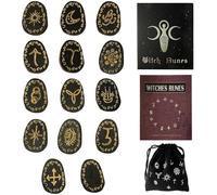Pietre Incise - Di In Legno, Collezione Di Simboli Stretti | Mistico Divinazione Meditazione Accessorio, Fortune Spirituale Che Racconta Pietre Rituali Pagane Impostate Per La Borsa