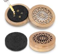 Pietre laviche profumate per oli essenziali, piccolo diffusore di oli essenziali per aromaterapia, per scrivania, ufficio, casa, bagno, auto e come regalo, base in legno compatta