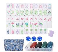 Pietre Mahjong a 4 strati, diversi design, set da 160 pezzi in acrilico per American Mahjong, pietre incise con elegante custodia per il trasporto, incisione chiara, ideali per la casa (Upgraded