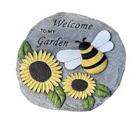 Pietre miliari all'aperto | da giardino di con e girasoli - La miliare di girasole deliziosa e creativa è una in resina di benvenuto nel mio giardino per cortile, prato, patio