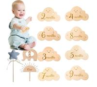 Pietre miliari per bambini, pietre miliari per bambini, dischi in legno cloud, pietre miliari mensili, accessori di scena multifunzionali, biglietti per la crescita del bambino