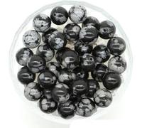Pietre Perline sciolte di CRYSTAL Pietre preziose Pendenti distanziatori rotondi Bracciale Collana Gioielli fai da te Accessori per la creazione di gioielli 4-10mm-Ossidiana fiocco di neve-8mm -30 pe