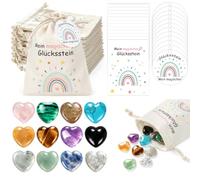 Pietre portafortuna per bambini, regalo di compleanno per bambini con pietre preziose, sacchetti di iuta e pietre magiche, regalo per gnomo portafortuna, regalo per battesimo, comunione, inizio della