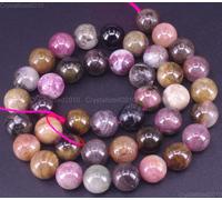 Pietre preziose naturali di tormalina multicolore perline rotonde sfuse 6 mm ...
