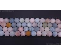 Pietre preziose opache naturali morganite berillo acquamarina perline rotonde...