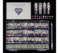 Pietre preziose per unghie e strass - Multi forma - gemme in vetro per unghie | kit di strass rotondi in abbagliante AB fascino perlina manicure decorazione con penna pickup