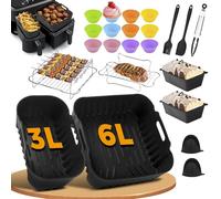 Pietuley 28 Pezzi Teglia per Friggitrice ad Aria philips Airfryer 3000 Dual Basket 9L,Silicone Teglie per Friggitrice ad Aria Philips NA350/00 Accessori 5000 NA555/00