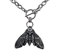 PIEXANGH Collana con ciondolo a forma di falena mortale, in lega leggera, 44 cm, per donne audaci e alla moda, stile punk, per lei