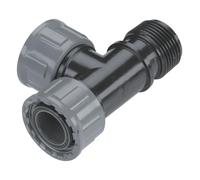 Pieza en T para válvula Para la conexión de la válvula ocupando poco espacio. Unión sencilla mediante tuerca loca. A granel.