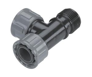 Pieza en T para válvula Para la conexión de la válvula ocupando poco espacio. Unión sencilla mediante tuerca loca. A granel.