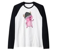 Pig Come Vichingo Maglia con Maniche Raglan