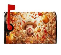 Pig Coperture magnetiche per cassetta postale, autunnale, rustico, zucca, mais, autunno, arancione, protezione per la posta per decorazioni esterne, 45,7 x 53,7 cm