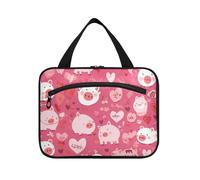 Pig Country Style San Valentino Pesca Appeso Viaggio Trucco Borse Donna con Gancio, Designer Essenziale Sacchetto Cosmetico Impermeabile per Viaggiatore Viaggio Bolsa de maquillaje para Mujer L