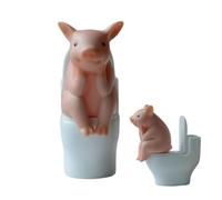 Pig Desktop Ornaments - Cartoon Pig Sitting On Toilet Figures