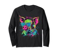 Pig DJ Pig Lover Music Cuffie Beatmaker EDM Splash Maglia a Manica