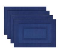 PIGCHCY Set di 4 tovagliette lavabili in vinile intrecciato, eleganti e resistenti, per tavolo da pranzo (45,7 x 30,5 cm, blu navy)
