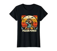 Pigeon Power - Birdwatchers Vintage da Uomo con Tramonto Maglietta, Donna, Nero, M