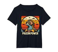 Pigeon Power - Birdwatchers Vintage da Uomo con Tramonto Maglietta, Donna Plus-Size, Nero, 5X