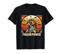Pigeon Power - Birdwatchers Vintage da Uomo con Tramonto Maglietta, Uomo, Nero, M