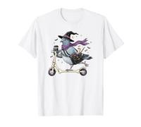 Pigeon Scooter Witch Halloween per Bambini da Uomo e da Donna Maglietta