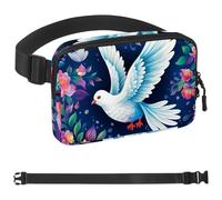 Pigeons Flying among Colorful Flowers-1792 - Marsupio a tracolla per uomini e donne, borsa da cintura per viaggi, casual, passeggiate, corsa, escursionismo, ciclismo, multicolore, 4 x 23 x 15 cm,