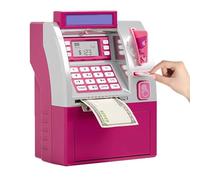 Piggy Bank for Kids - Money Safe, Electronic Bank with Debit Cards, Coin Recognition , Bill Feeder, Cool Stuff for Kid, Fun Money Safe & Educational Gift (Pink)