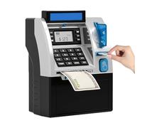 Piggy Bank for Kids - Money Safe, Electronic Bank with Debit Cards, Coin Recognition , Bill Feeder, Cool Stuff for Kid, Fun Money Safe & Educational Gift (Black)