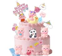 Piggy decorazione per torta in miniatura maiale figure rosa festa decorazione arcobaleno maiale fortunato torta di compleanno cupcakes, accessori per la decorazione di animali, sedie da spiaggia panda