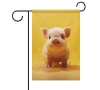 Piggy Is Jumping Bandiera da giardino su entrambi i lati, nessuna dissolvenza, bandiere di benvenuto, 30,5 x 45,7 cm, decorativa, piccola bandiera da giardino, decorazione per esterni, patio, prato
