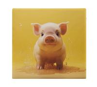 Piggy is Jumping - Cuscini quadrati per sedia, cuscini da pavimento in memory foam, per cucina, sala da pranzo, ufficio o auto, 38 x 38 cm, bianco