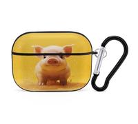 Piggy is Jumping Custodia protettiva antiurto per Airpods Pro con moschettone anti-caduta, custodia per auricolari per Airpods Pro di seconda generazione, nero