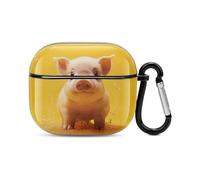 Piggy is Jumping - Custodia rigida per auricolari Bluetooth, protezione completa, antiurto, supporto ricarica wireless con portachiavi, regalo personalizzato per AirPods 3