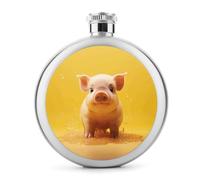 Piggy Is Jumping - Fiaschetta rotonda portatile in acciaio inox, 141,7 g, per uomo e donna