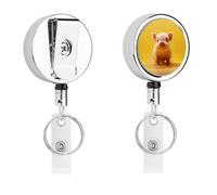 Piggy is Jumping - Porta badge retrattile con robusto gancio a coccodrillo, portachiavi per infermieri, insegnanti, ufficio, lavoro, donne, regalo