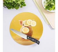 Piggy Is Jumping - Tagliere in vetro temperato per cucina, grande, resistente al calore, infrangibile, tagliere da cucina 20,3 x 20,3 cm