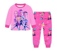 Pigia Bambine K P-O-P Anime Lungo Set di igiami a Maniche Lunghe Stile D-emon HUNTR-X Due Pezzi Completa Tuta con Pantaloni Vestiti Leggero Natalizio Regalo per Ragazza e Ragazzo 2-14 Anni